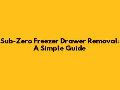 Sub-Zero Freezer Drawer Removal: A Simple Guide
